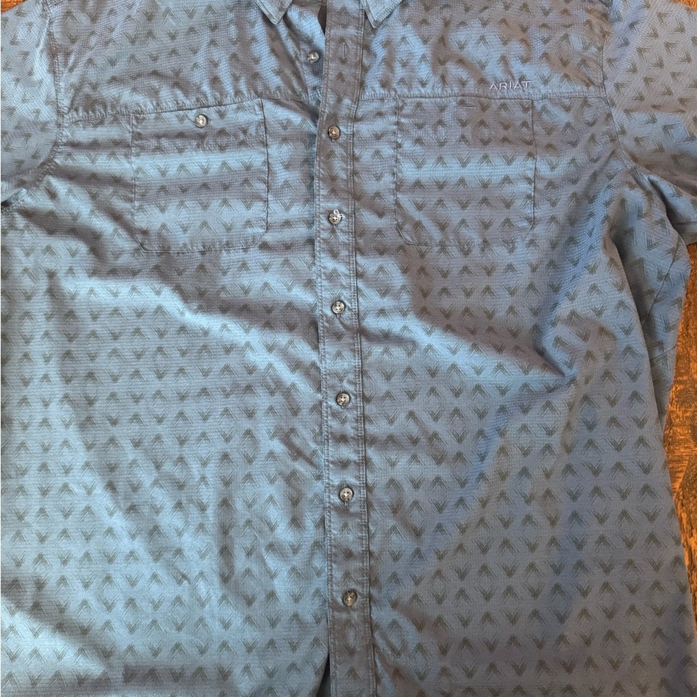 Ariat Blue Casual Button Down Shirt with Geometric Pattern